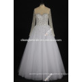 Luxury Wedding Dress See Through Crystal Ivory Ball Gown Custom Made Saudi Arabia Princess Bridal Gown 2016